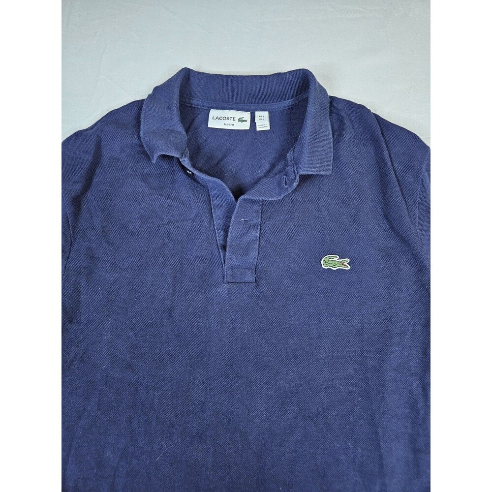 Lacoste Shirt Men's Size 5 Large Navy Blue Polo Short Sleeve Logo